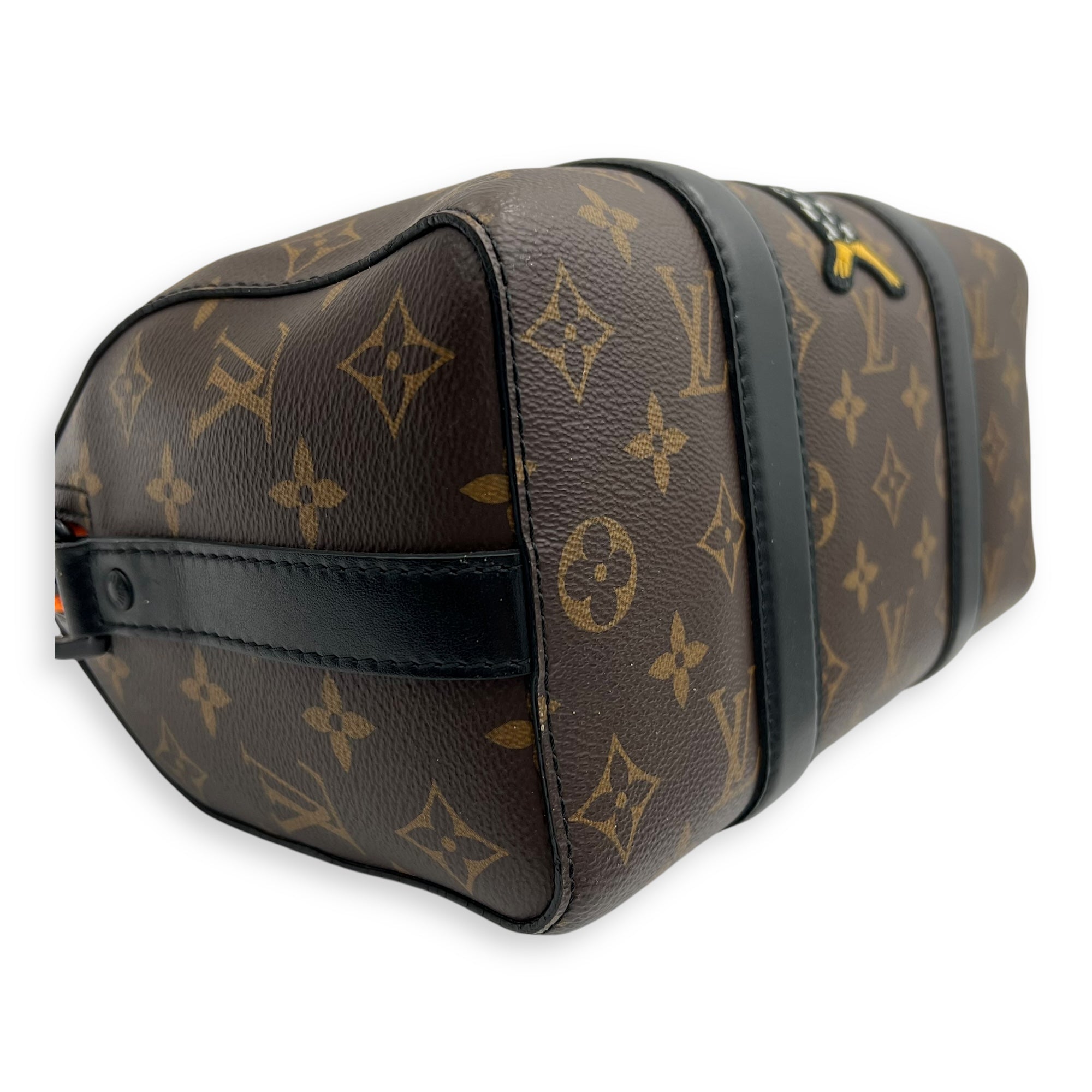 Keepall Virgil Abloh Top Handle Bag Brown in Monogram Coated Canvas, Gold hardware - Image 9