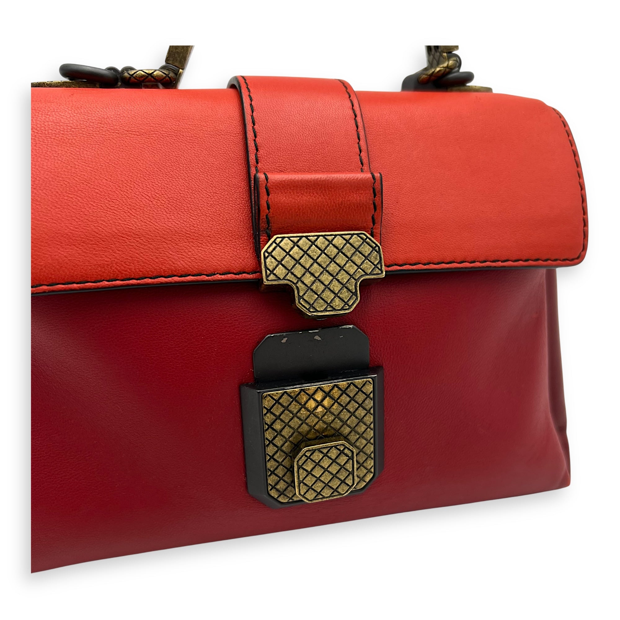 Piazza Top Handle Bag Red in Calfskin, Ruthenium hardware - Image 8
