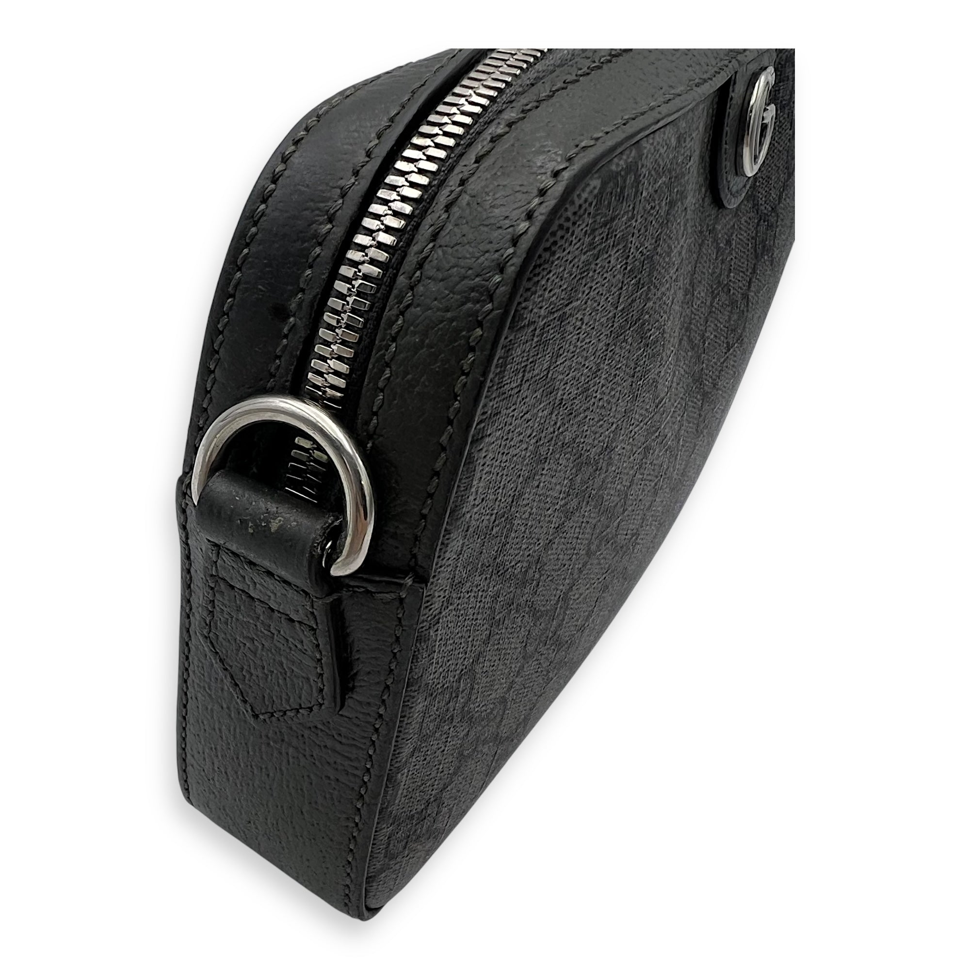 Ophidia Crossbody Bag Black in Coated Canvas, Silver hardware - Image 11