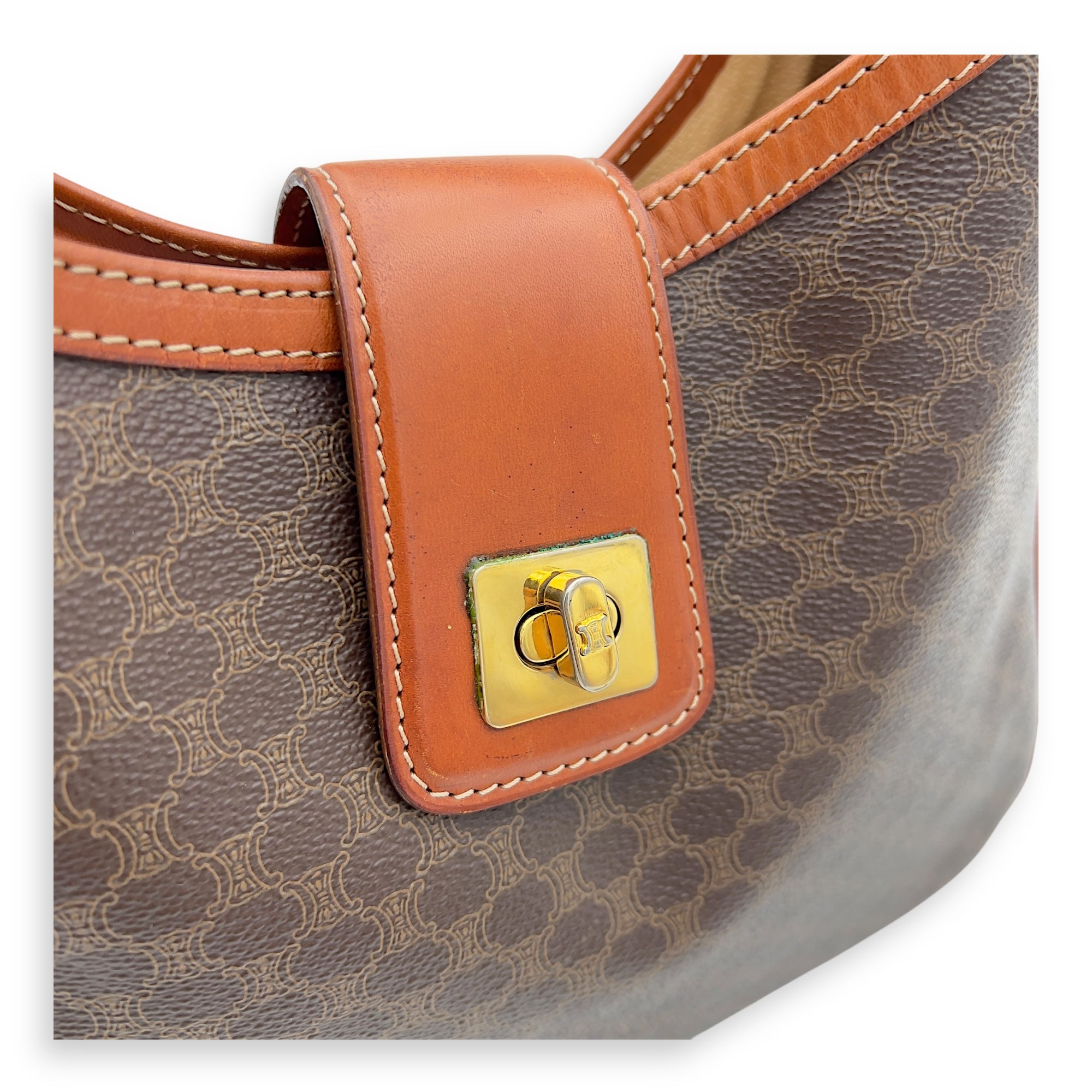 Vintage Macadam Shoulder Bag Brown in Coated Canvas, Gold hardware - Image 11