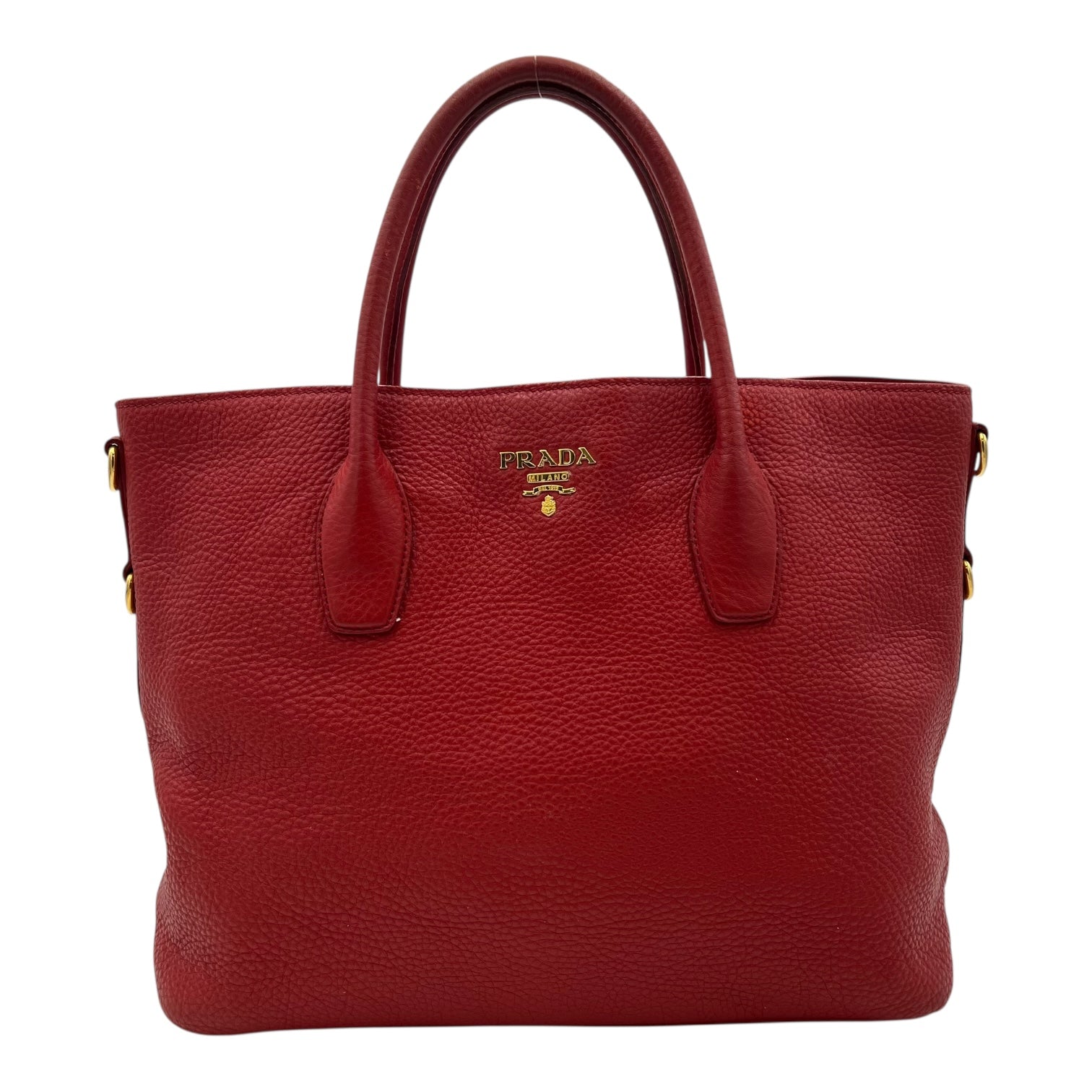 Logo Top Handle Bag Red in Calfskin, Gold hardware