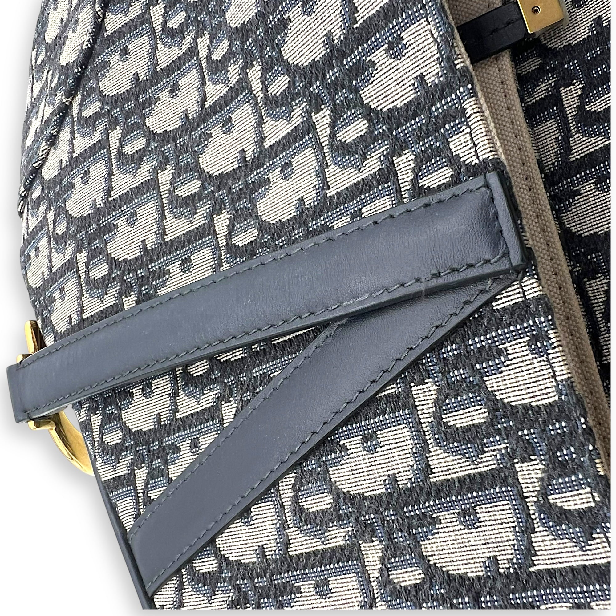 Saddle Shoulder Bag Medium Blue in Jacquard, Gold hardware - Image 14