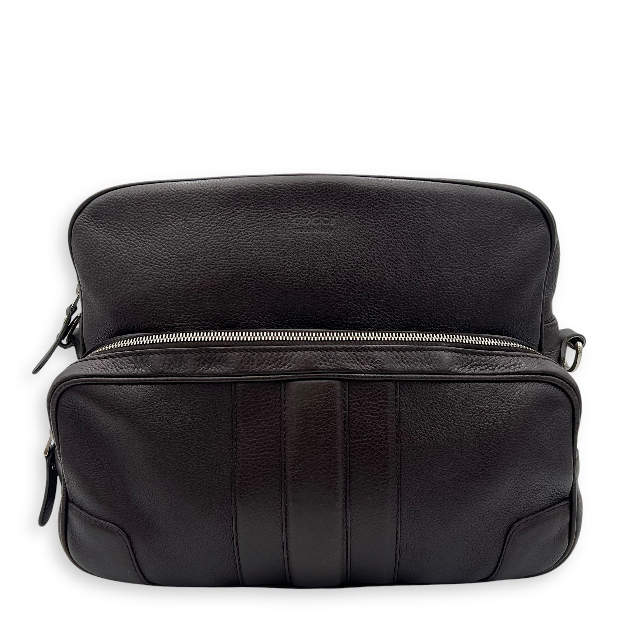 Classic Brown Messenger in Calfskin, Silver hardware