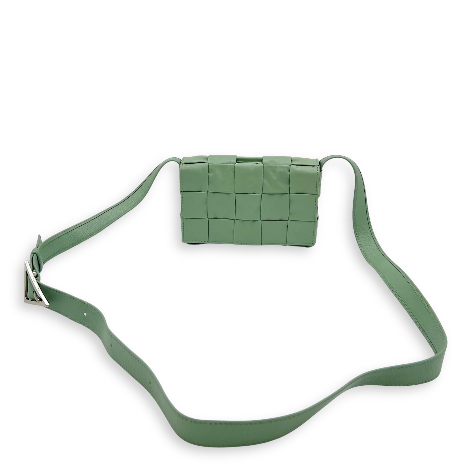 Cassette Crossbody Bag Green in Calfskin - Image 16