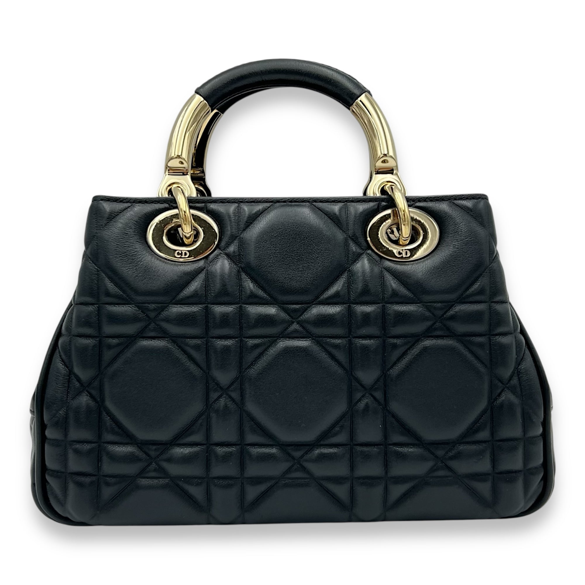 95.22 Black Top Handle Bag in Calfskin, Gold hardware - Image 3