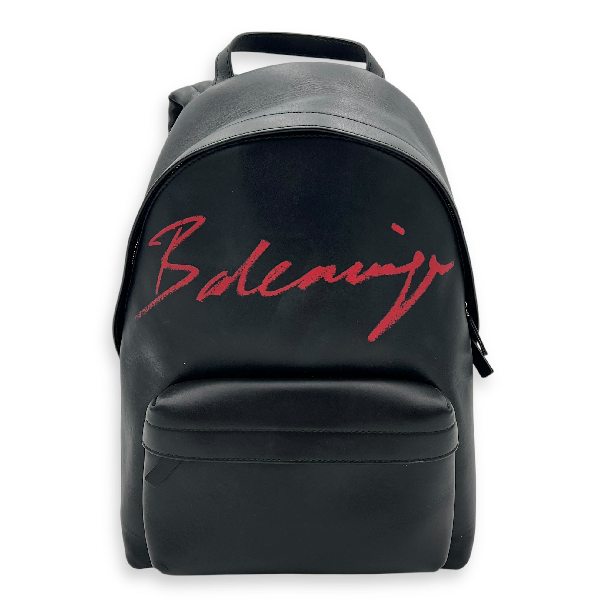 Logo Backpack Black in Calfskin, Silver hardware