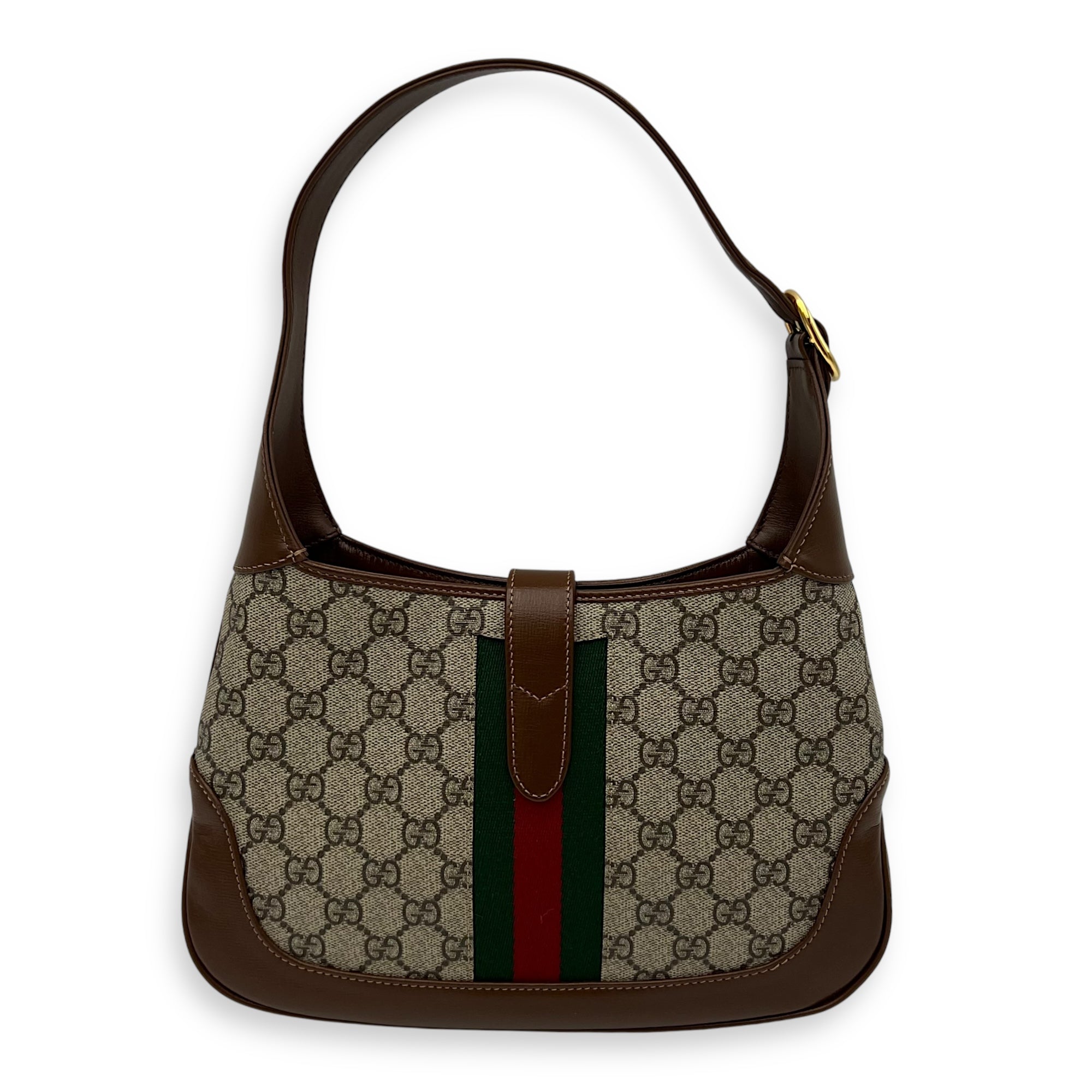 Jackie 1961 Shoulder Bag Brown in Coated Canvas, Gold hardware - Image 3