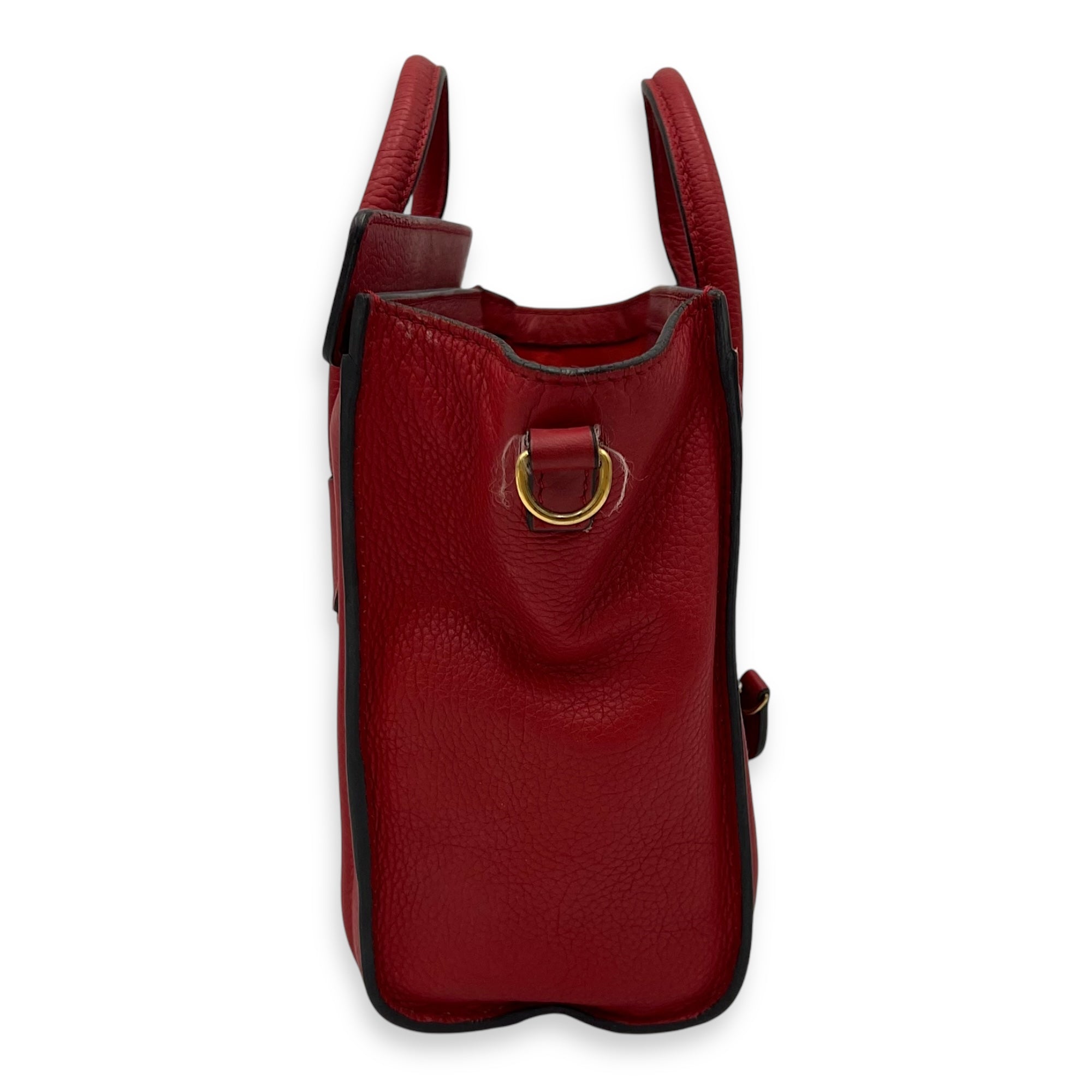 Luggage Nano Red Top Handle Bag in Calfskin, Gold hardware - Image 5