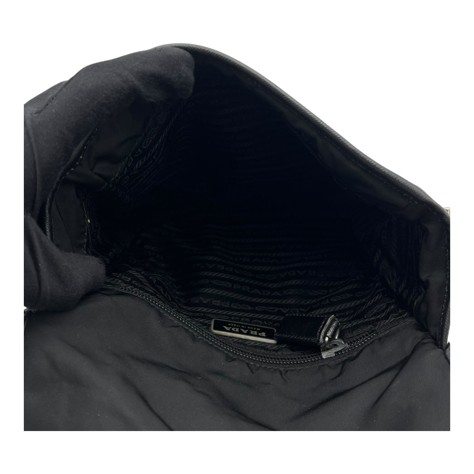 Logo Crossbody Bag Black in Nylon, Silver hardware - Image 7