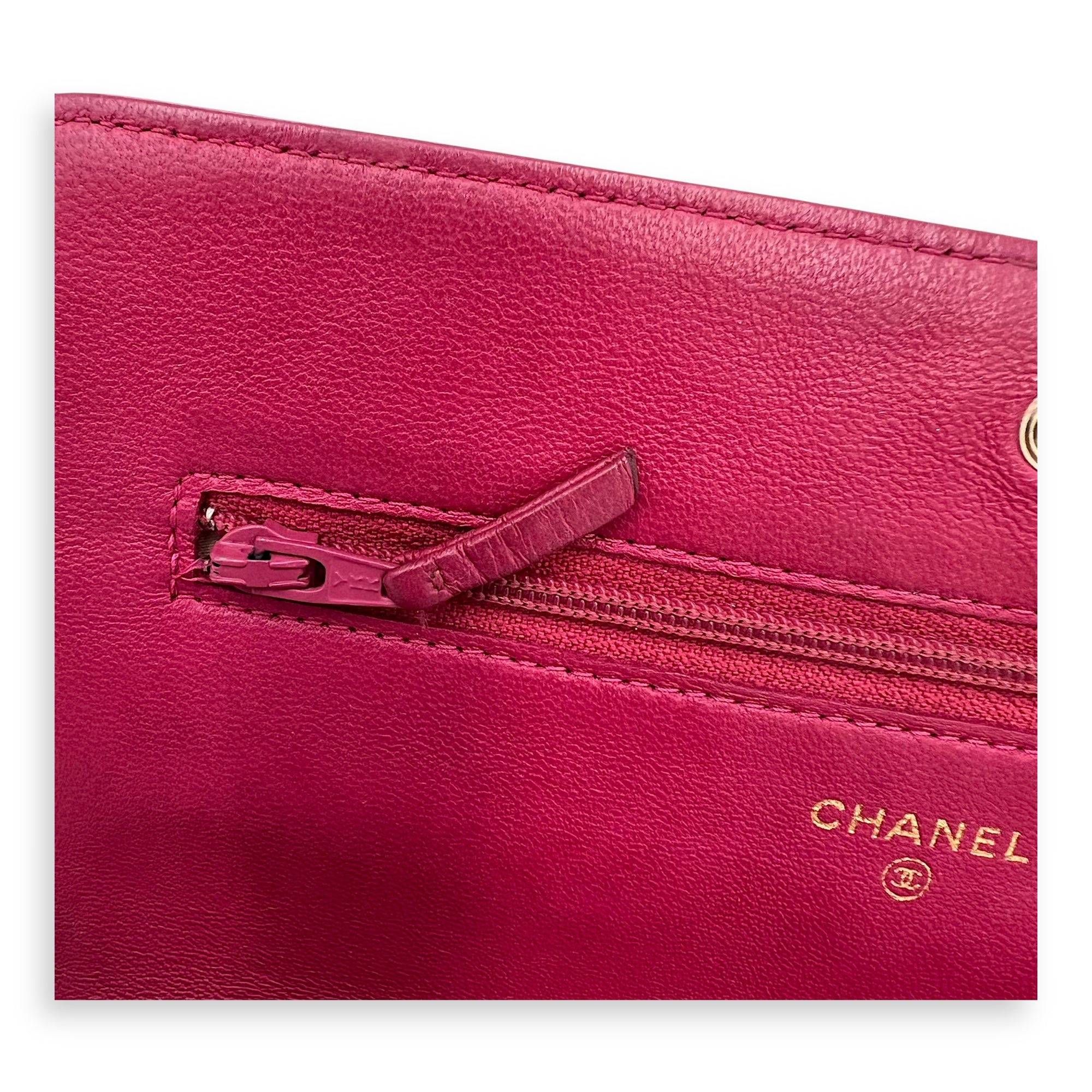 Camelia Pink Wallet On Chain in Lambskin, Gold hardware - Image 10