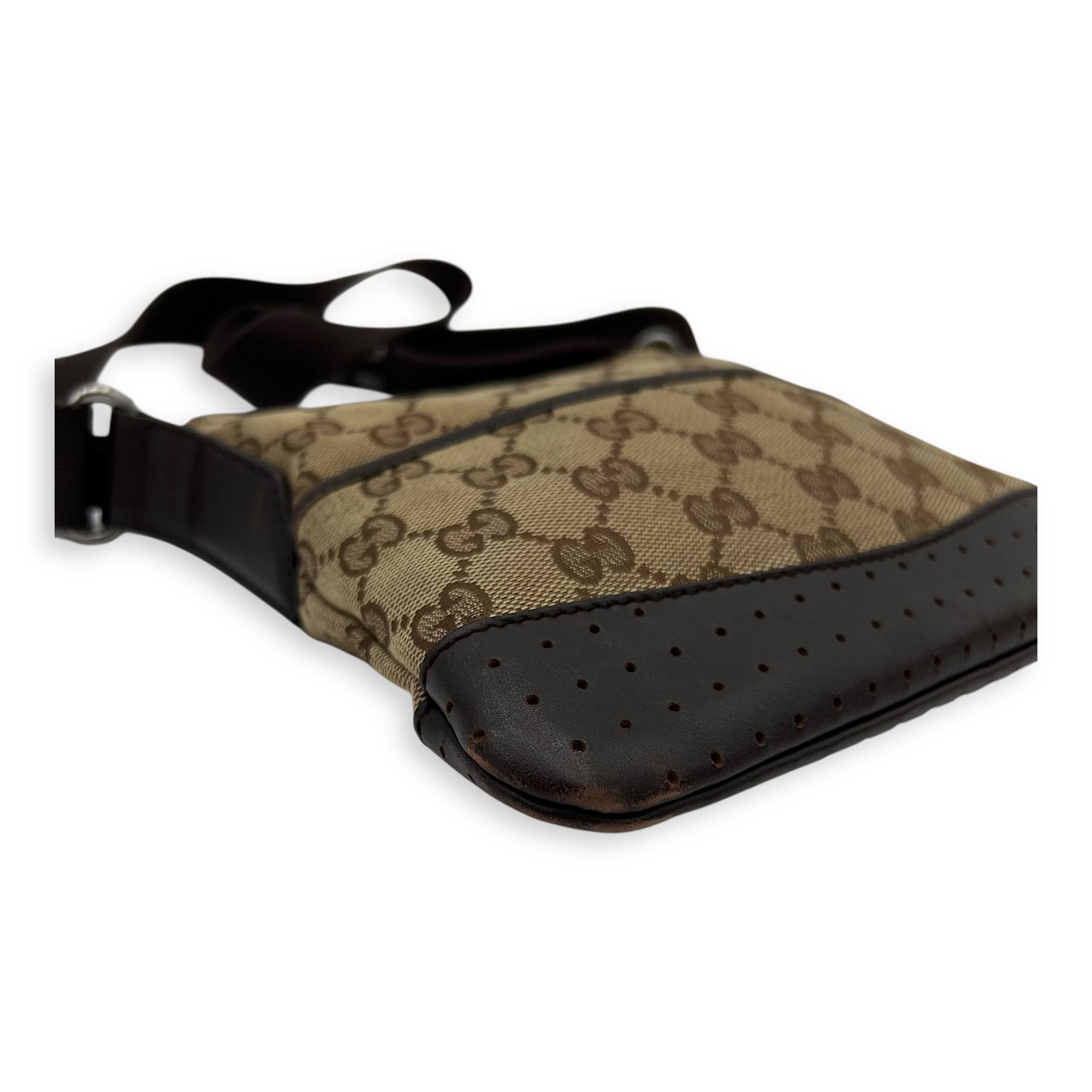 GG Crossbody Bag Brown in Canvas, Silver hardware - Image 9