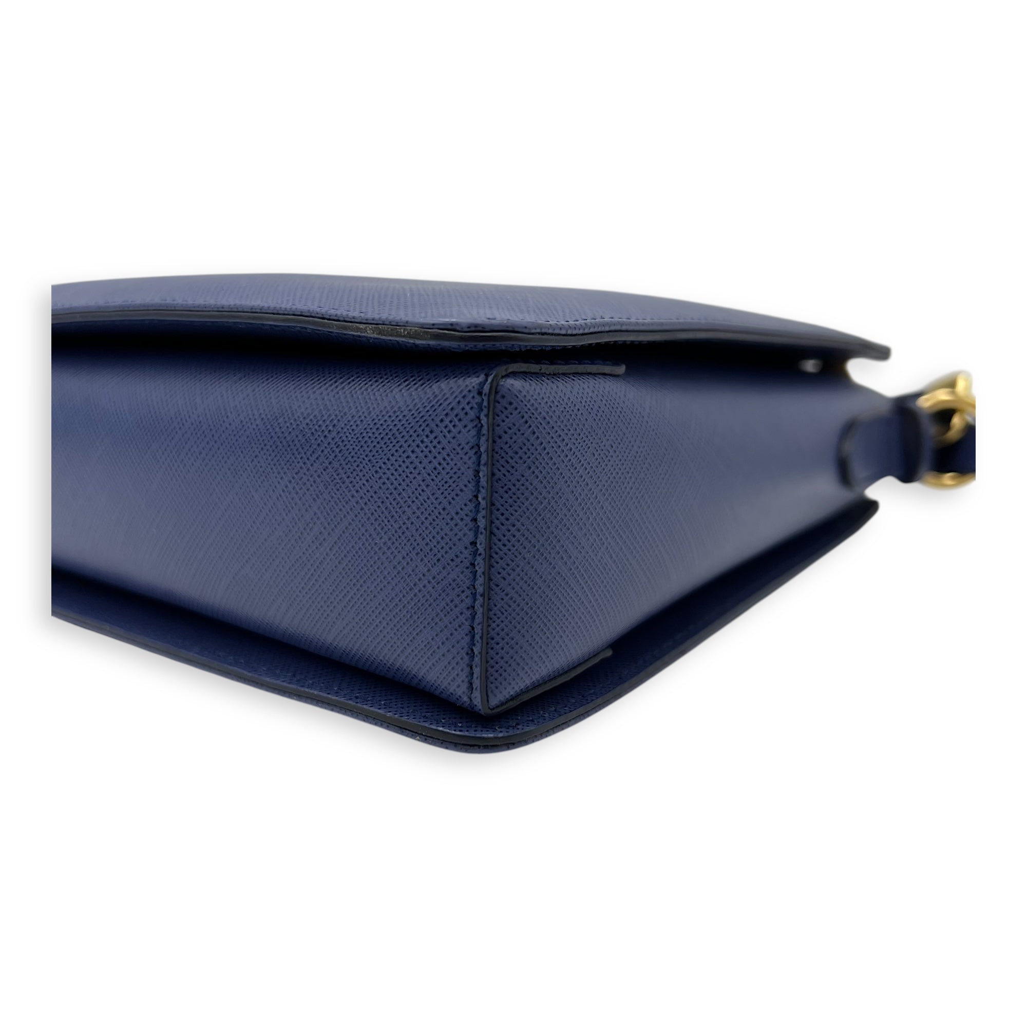 Tracy Crossbody Bag Small Blue in Saffiano Leather, Gold hardware - Image 10