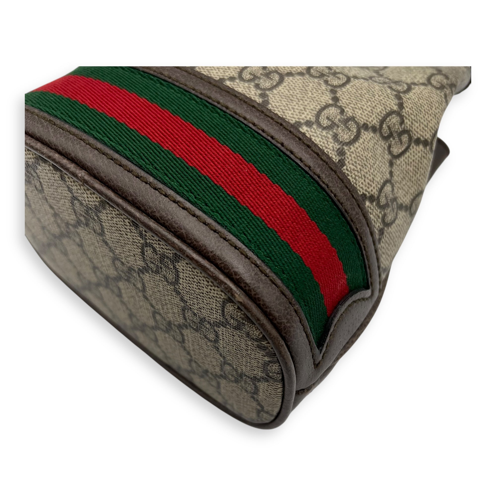 Ophidia Brown Bucket Bag in Monogram Coated Canvas, Gold hardware - Image 11