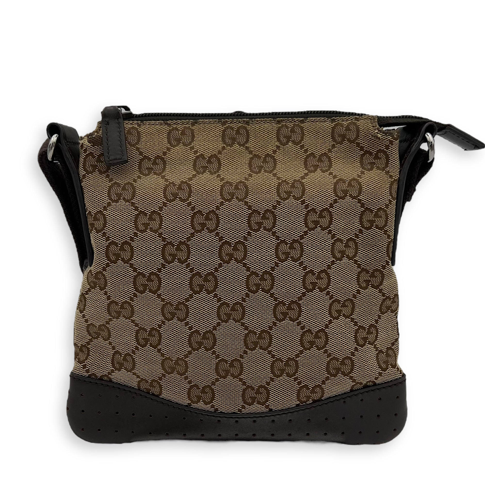 GG Crossbody Bag Brown in Canvas, Silver hardware - Image 3
