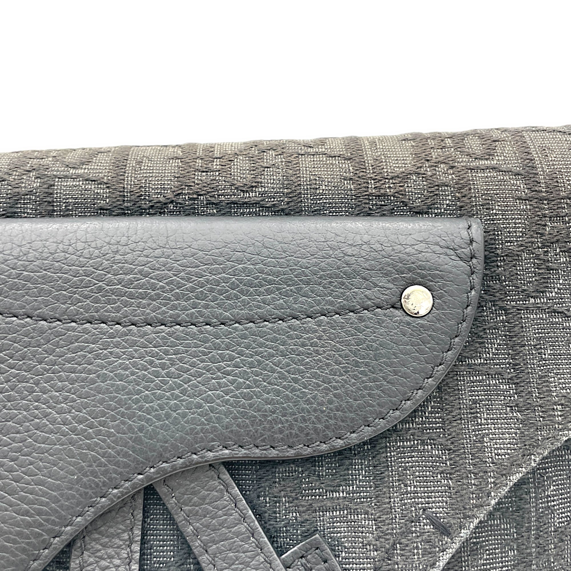 Saddle Black Crossbody Bag in Jacquard, Silver hardware - Image 8