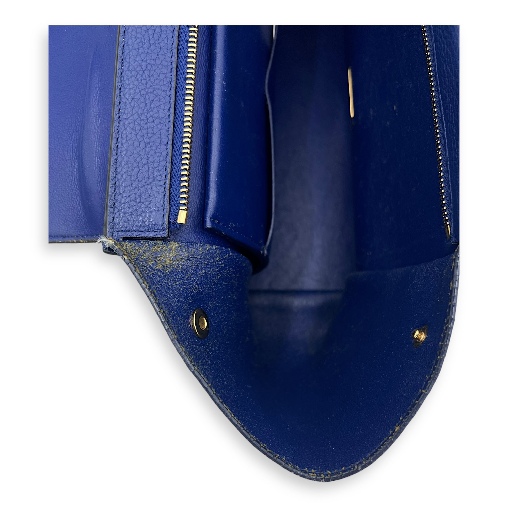 Trapeze Small Blue Shoulder Bag in Calfskin, Gold hardware - Image 8