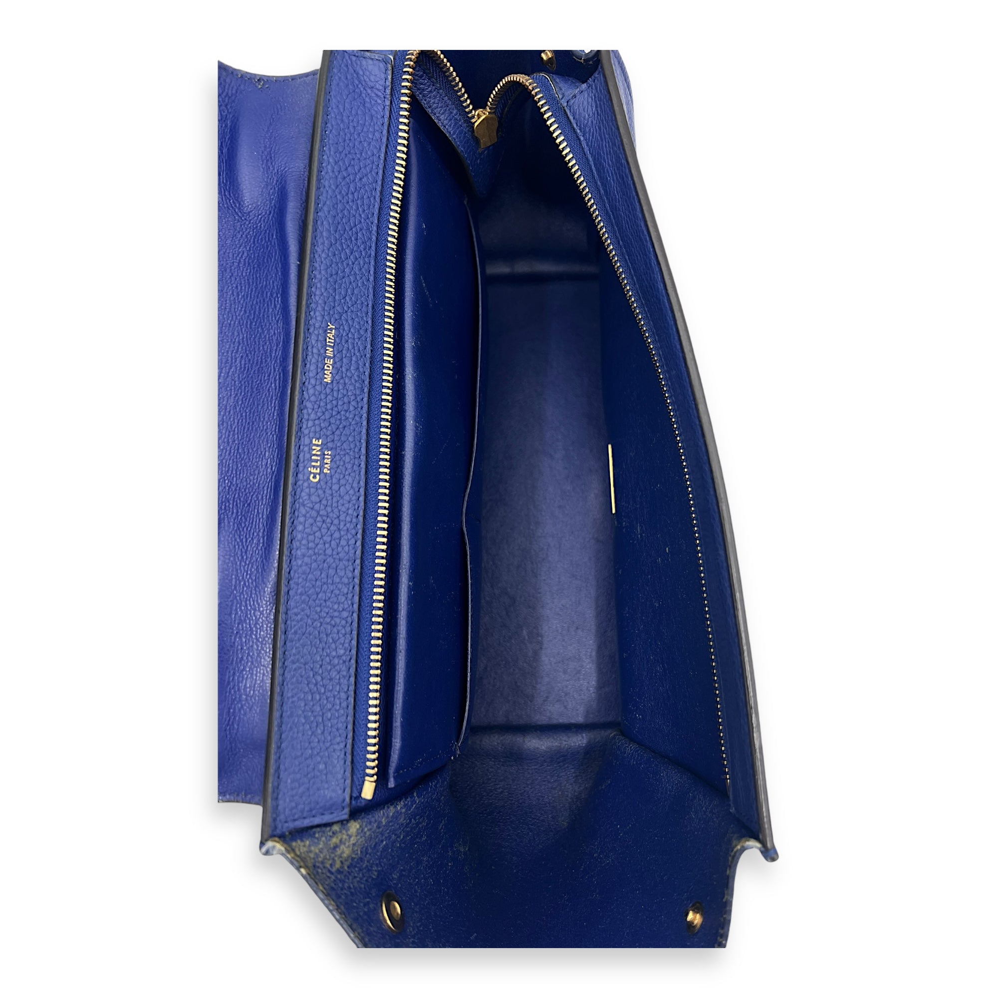 Trapeze Small Blue Shoulder Bag in Calfskin, Gold hardware - Image 7