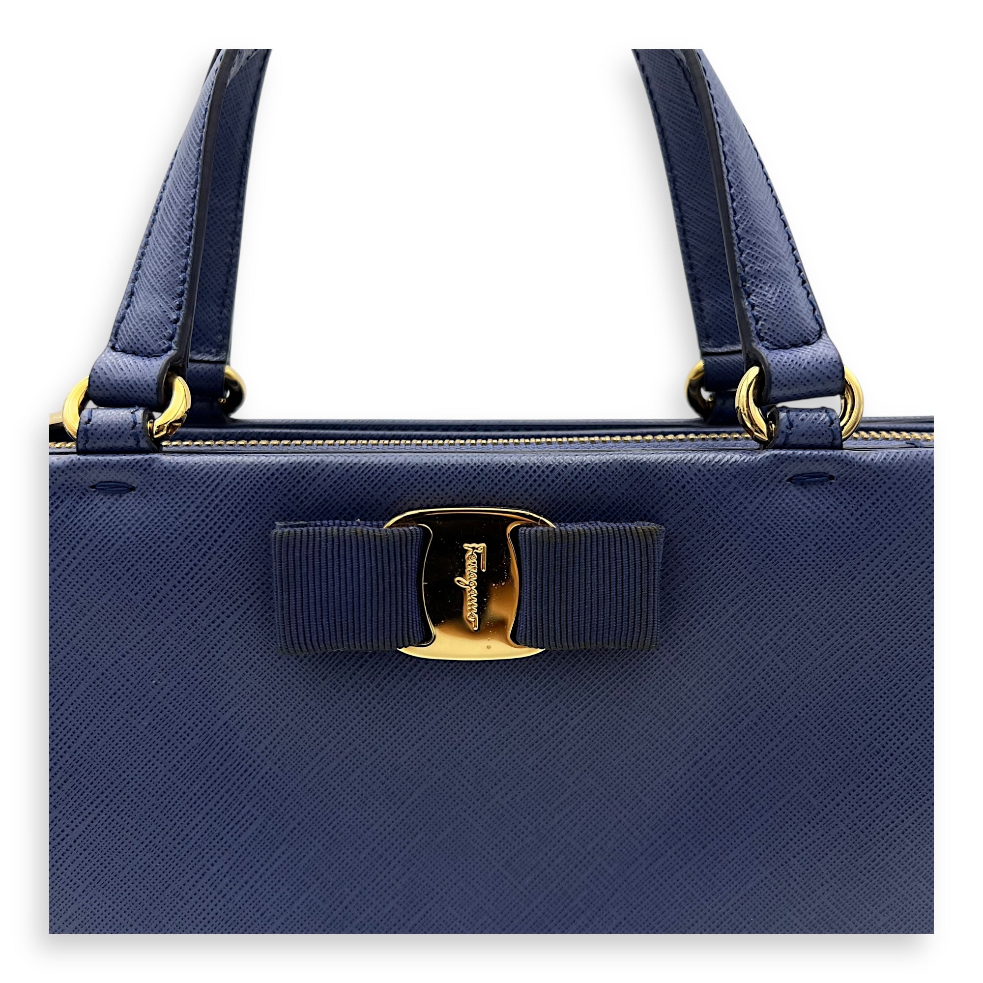 Tracy Crossbody Bag Small Blue in Saffiano Leather, Gold hardware - Image 8