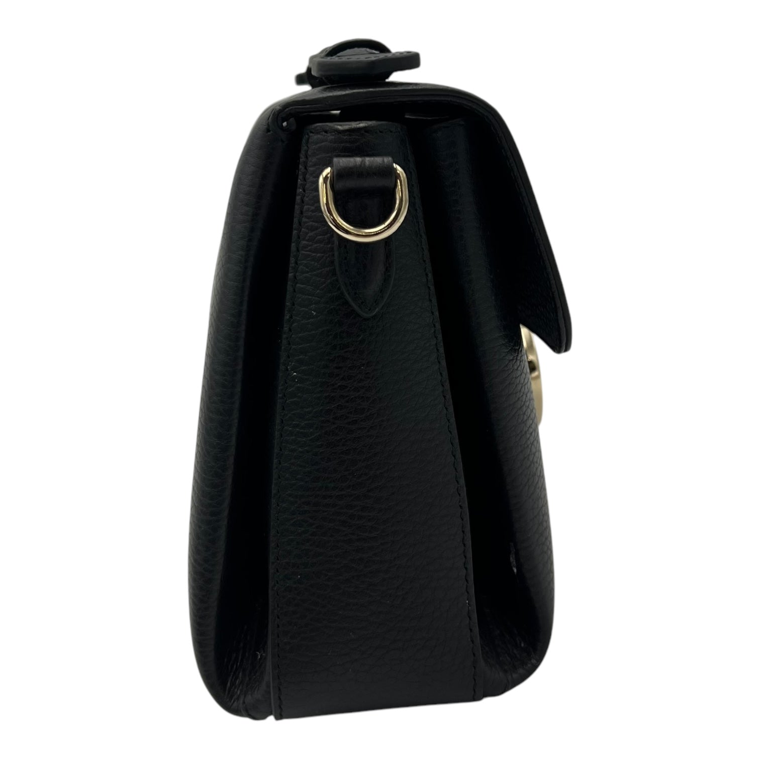 Interlocking G Top Handle Bag Black in Calfskin, Gold hardware - Image 4