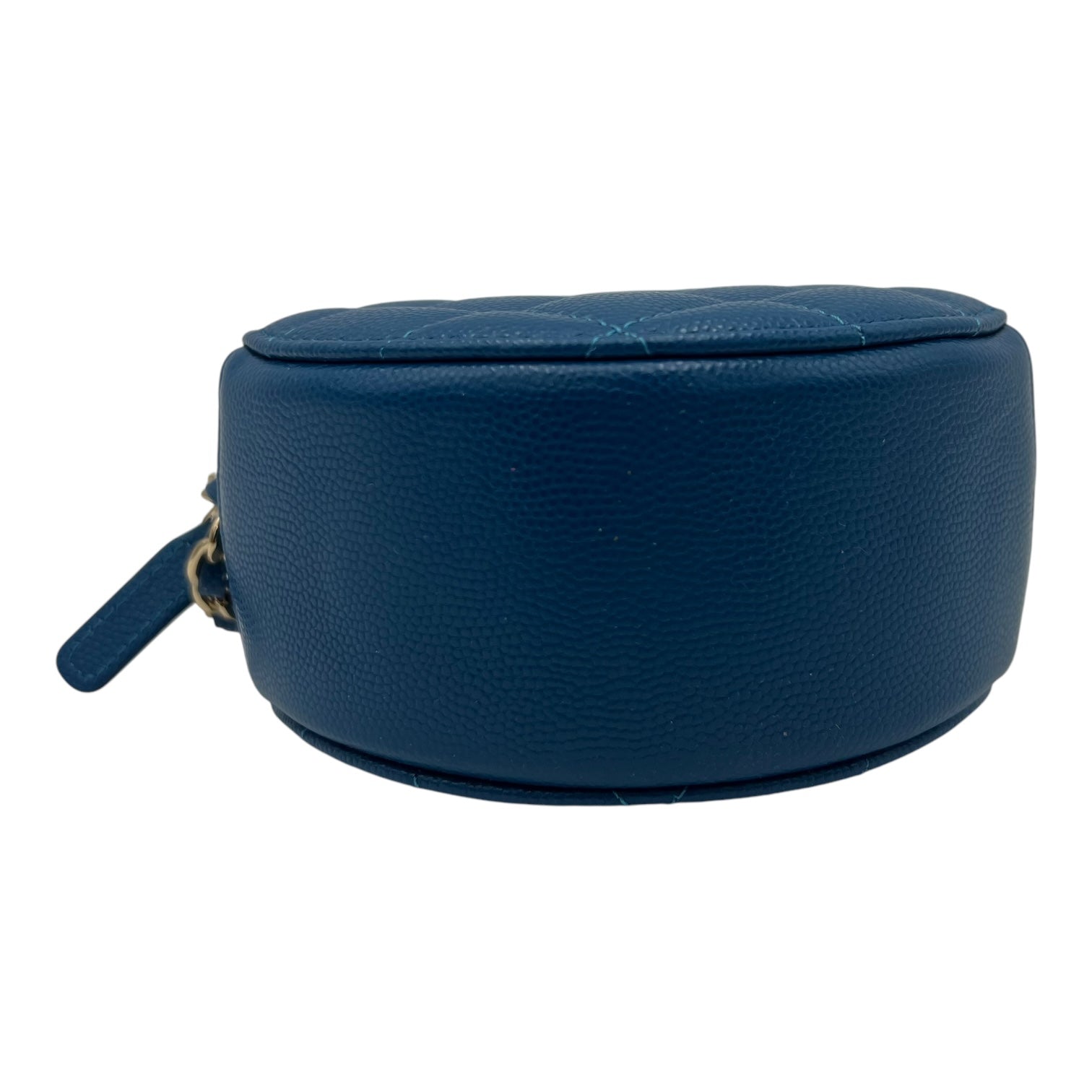 Round CC Crossbody Bag Blue in Caviar Leather, Gold hardware - Image 6