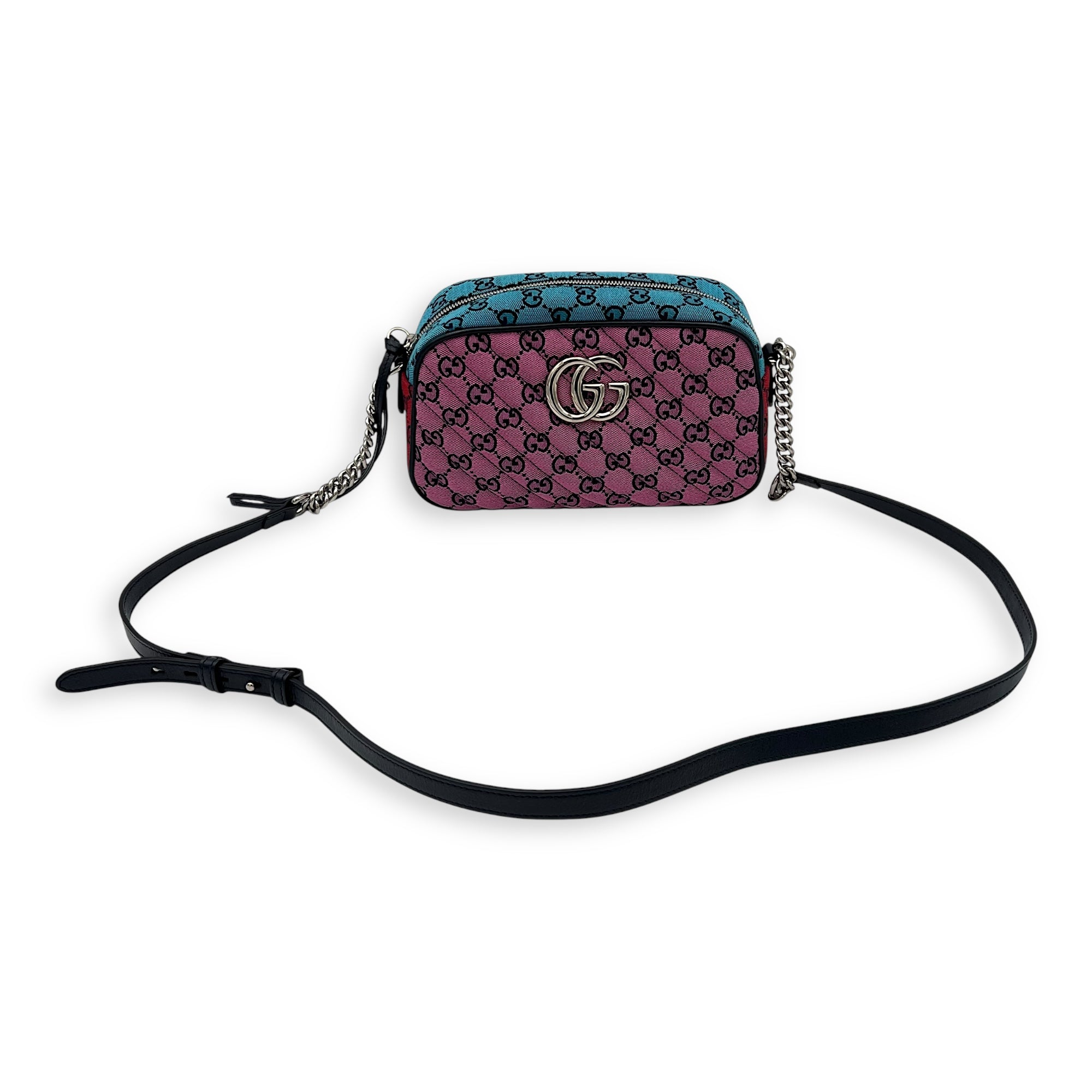 GG Marmont Multi-colour Crossbody Bag in Denim, Silver hardware - Image 11