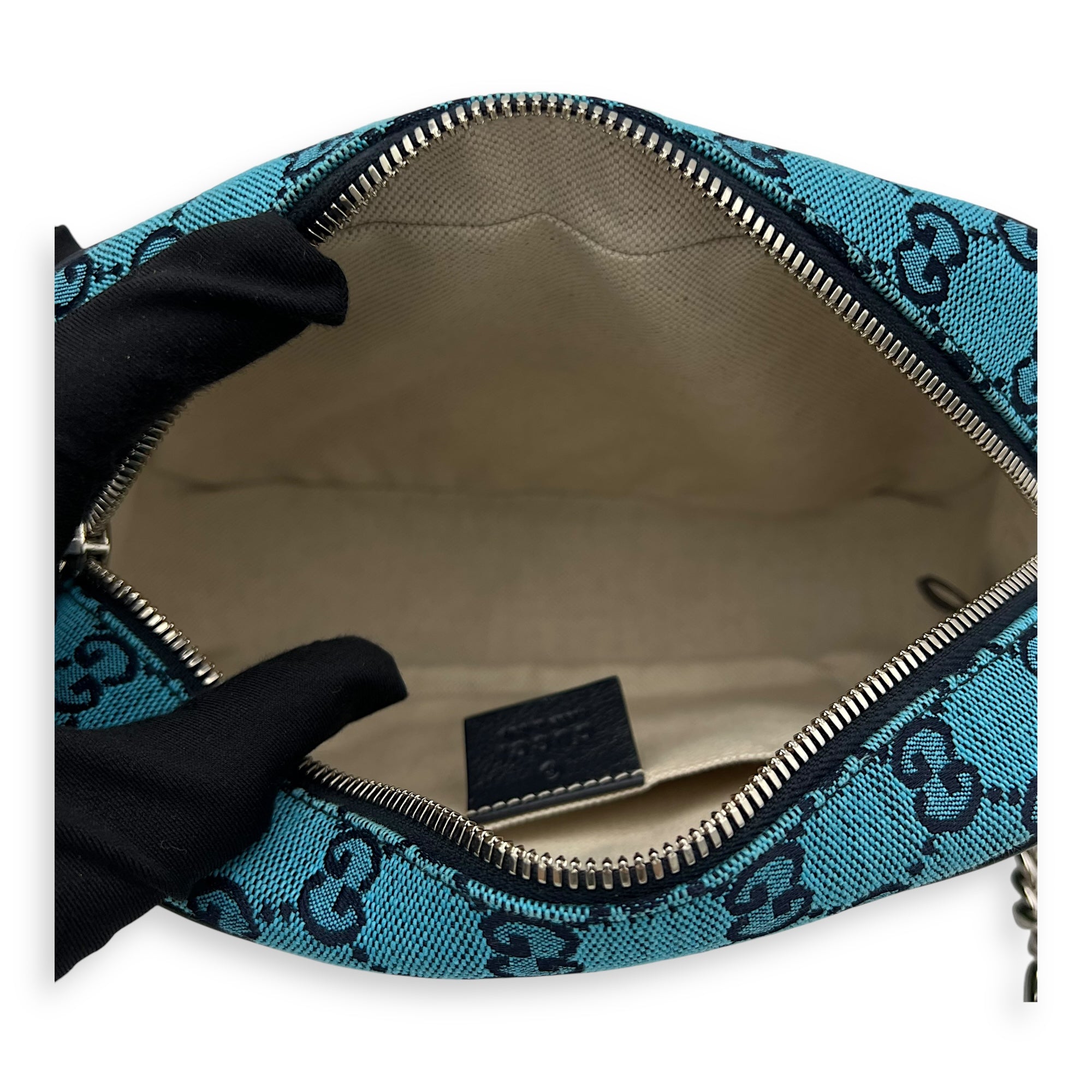 GG Marmont Multi-colour Crossbody Bag in Denim, Silver hardware - Image 7