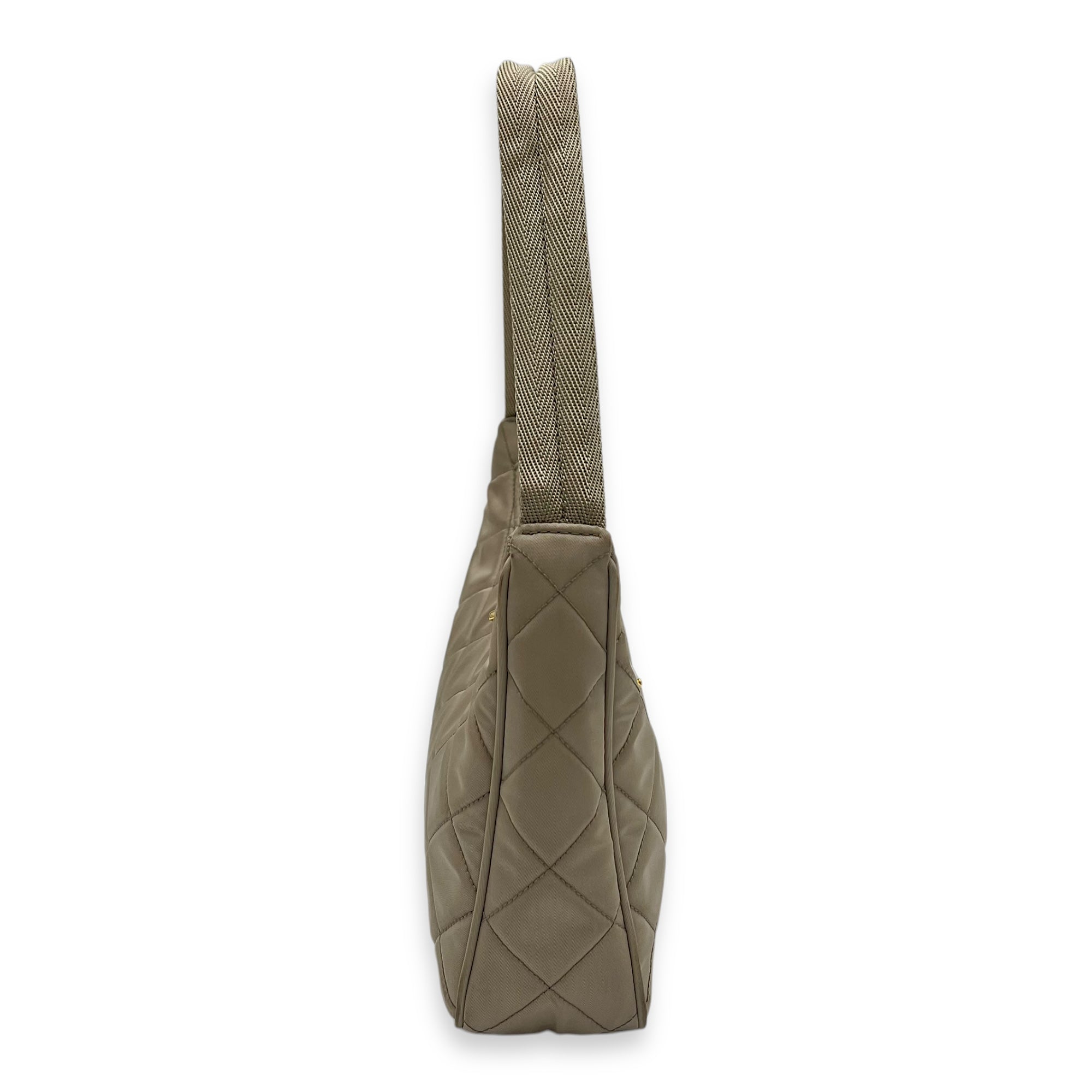 Re-Edition Shoulder Bag Beige in Re-Nylon, Gold hardware - Image 4
