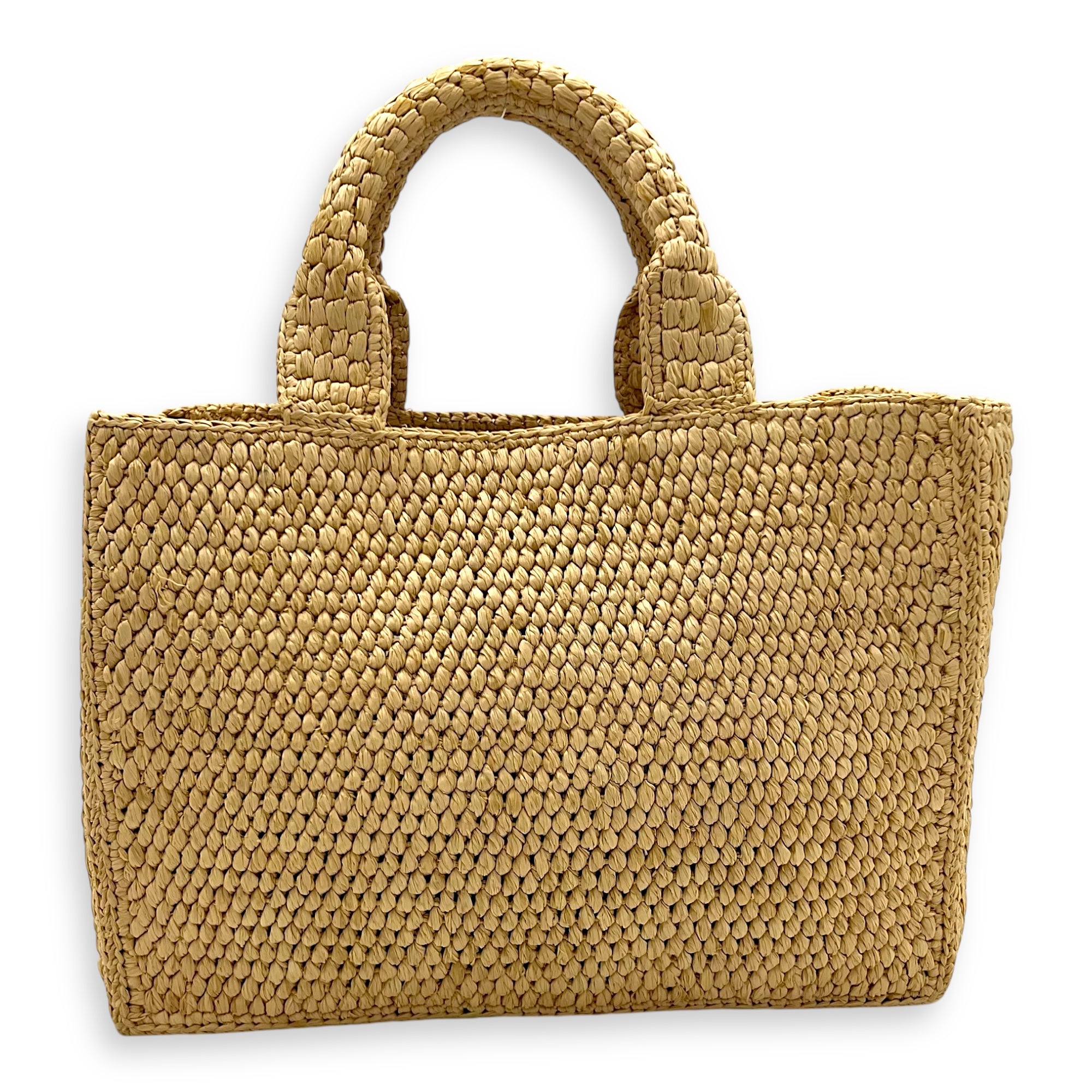 Triomphe Tote Bag Brown in Raffia, Gold hardware - Image 3