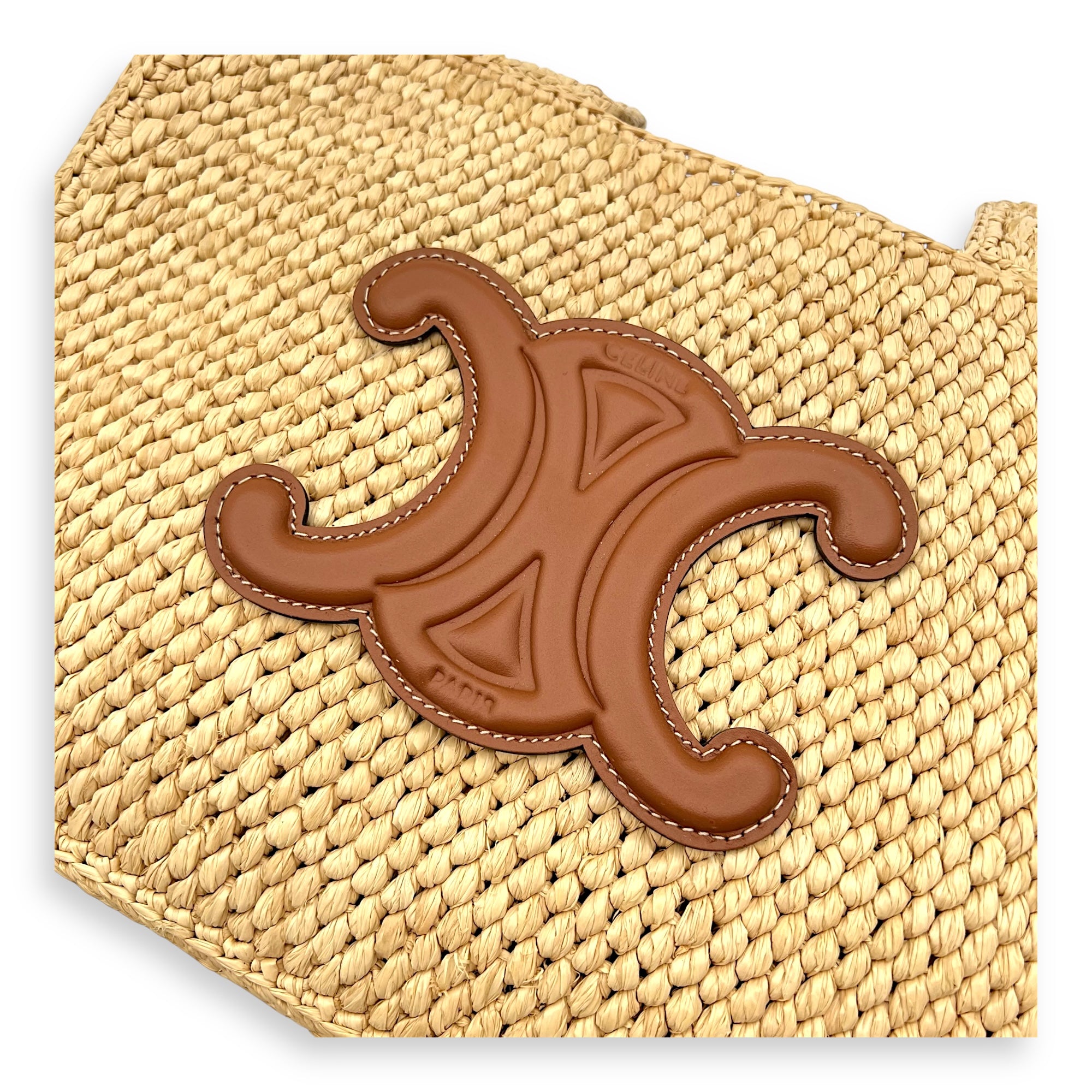 Triomphe Tote Bag Brown in Raffia, Gold hardware - Image 9