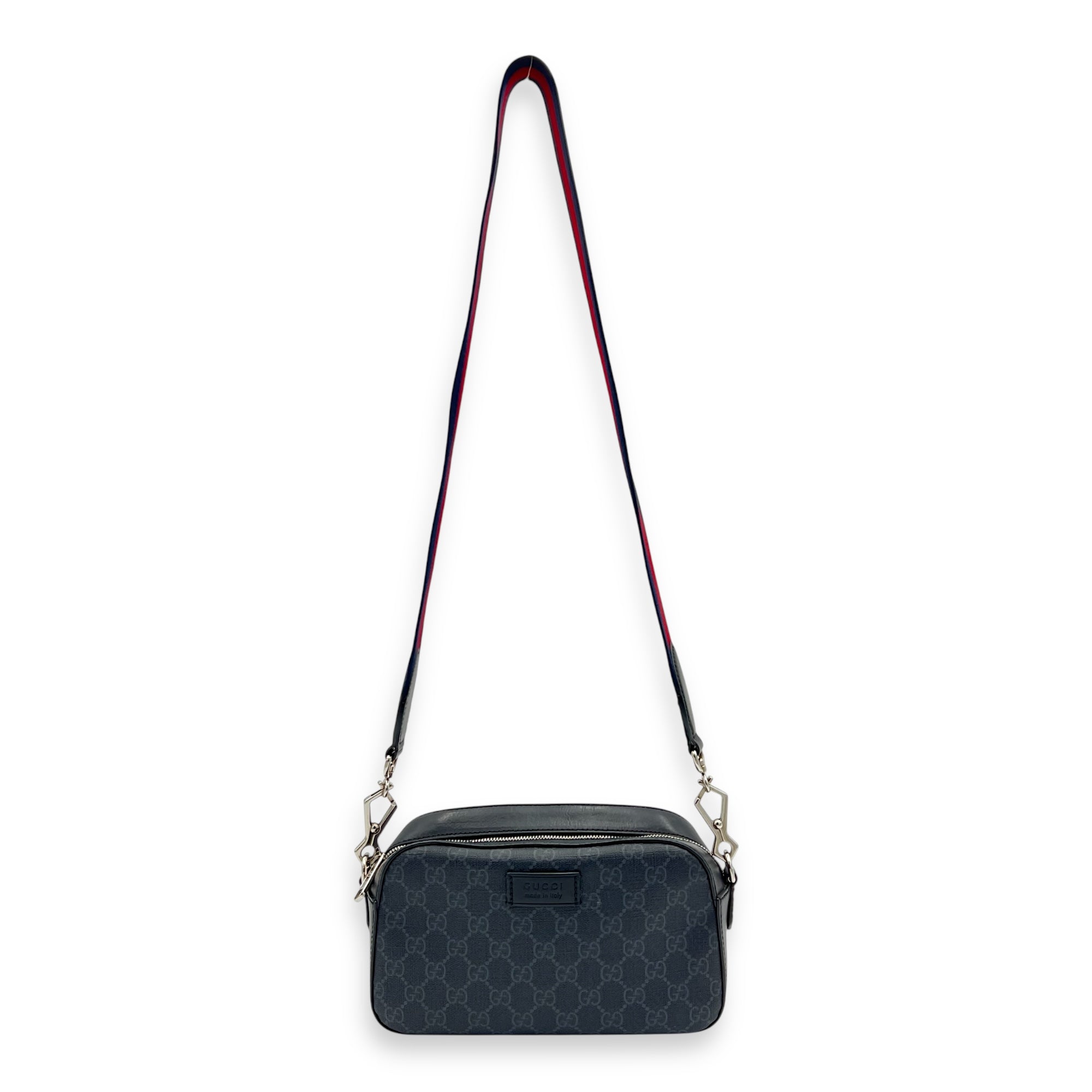 GG Supreme Crossbody Bag Grey in Monogram Coated Canvas, Silver hardware - Image 11