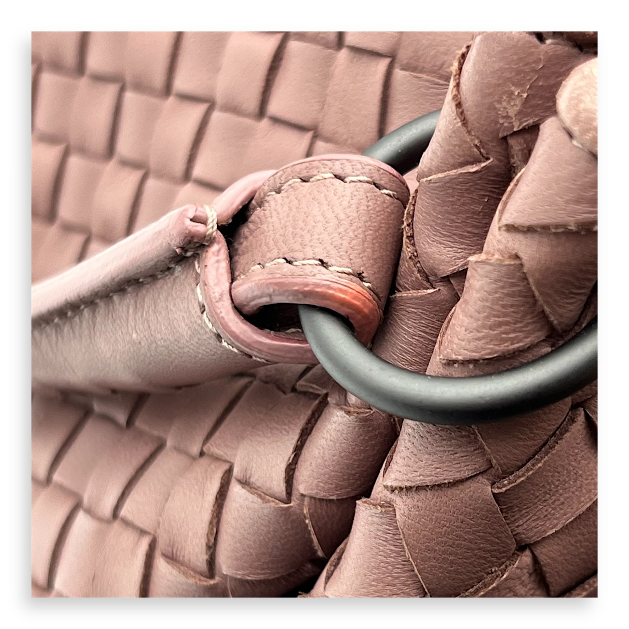 Intrecciato Shoulder Bag Pink in Calfskin, Ruthenium hardware - Image 11