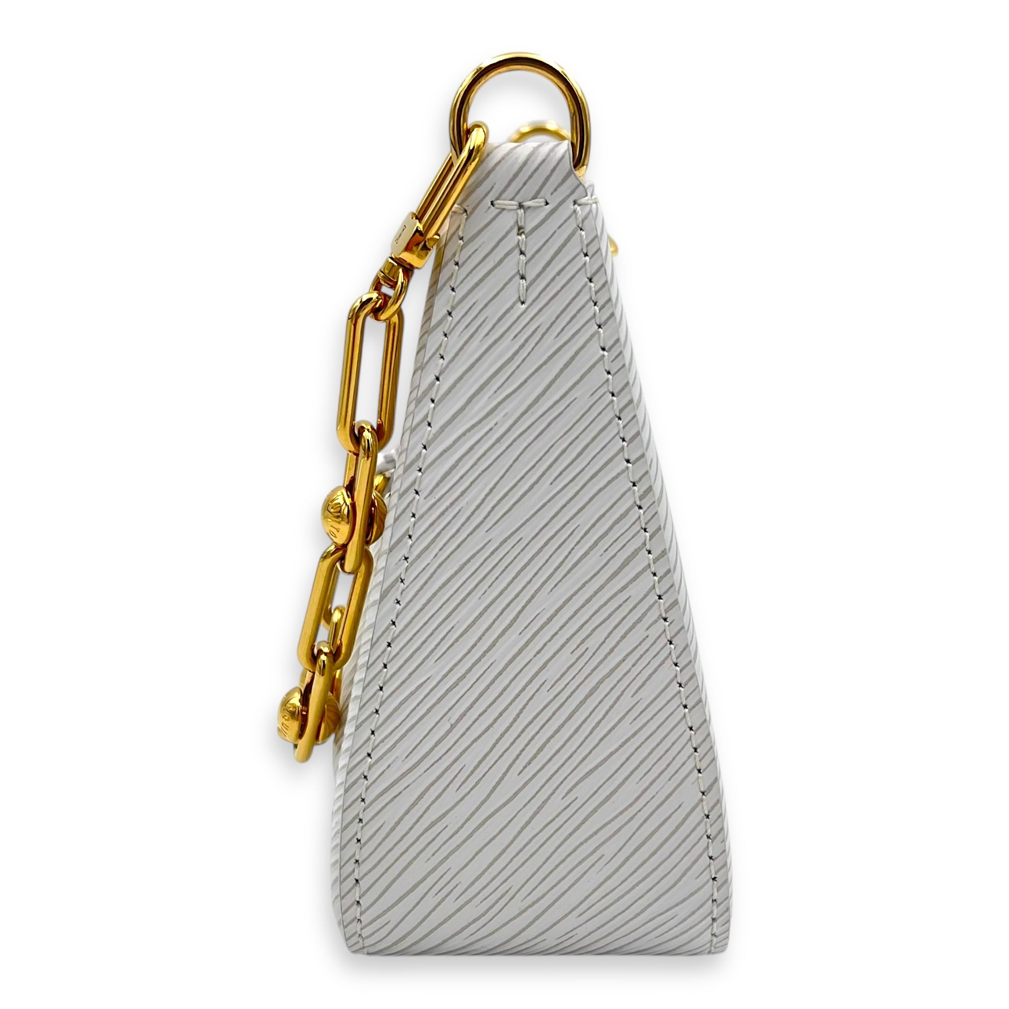 Marellini Shoulder Bag White in Epi Leather, Gold hardware - Image 5